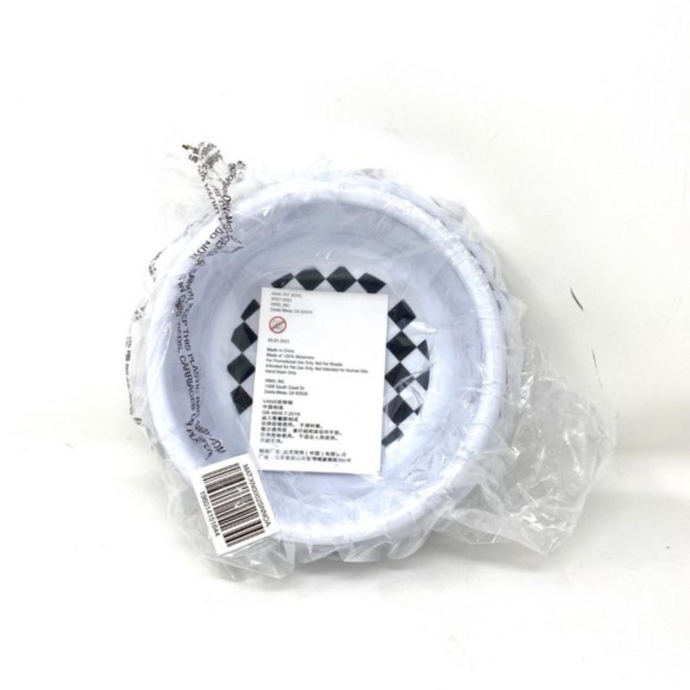 VANS 196014151644 Pet Bowl Diameter 6.5 In Plastic White Checkerboard Logo Print - Picture 5 of 5
